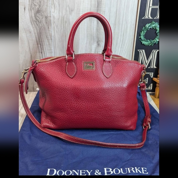 AUTHENTIC Dooney & Bourke Dillen Satchel All RED Pebbled Leather - Picture 1 of 10